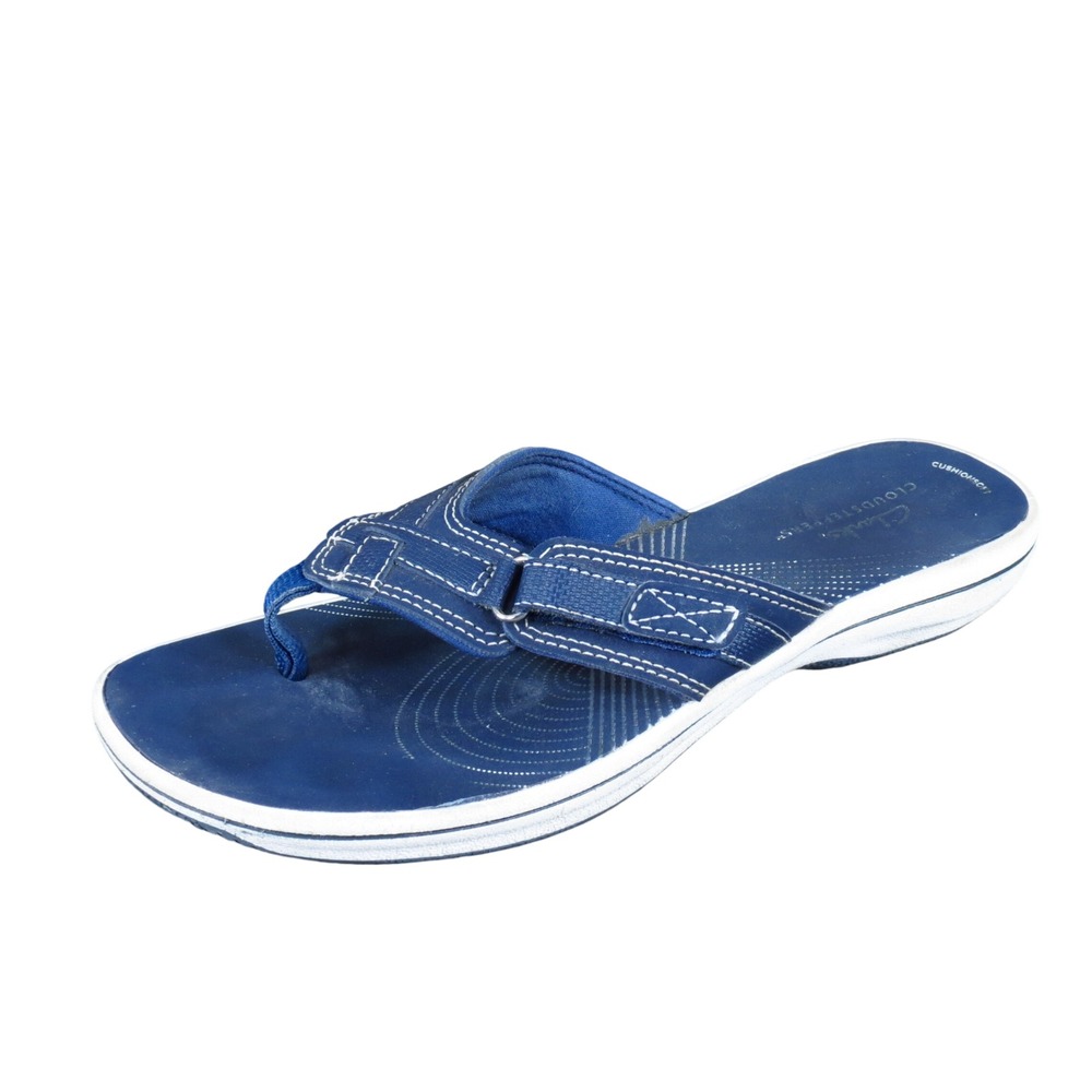 Clarks Breeze Sea Womens Flip Flop Sandals Size 8 Beach Pool Navy Blue Synthetic